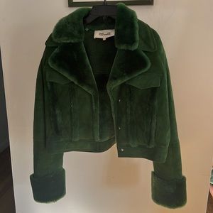 Diane Von Furstenberg Green Suede/Fur Coat